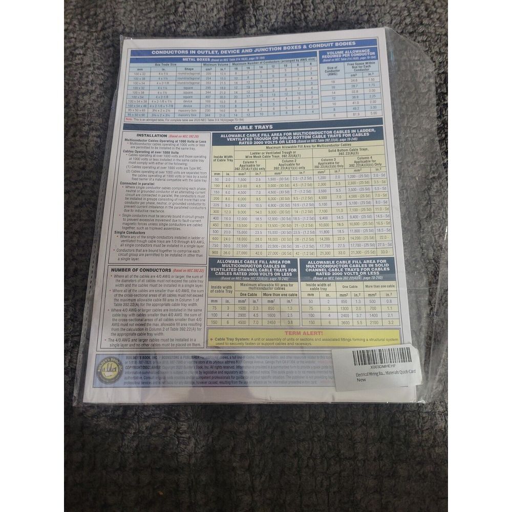 Electrical Wiring Methods & Materials Quick-Card Based ON the 2020 Nec - Picture 4 of 5